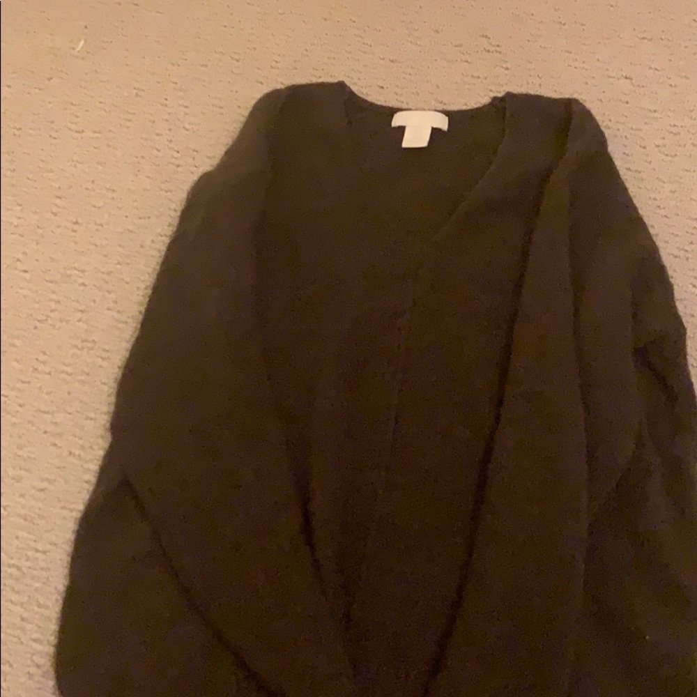 dark green v neck sweater